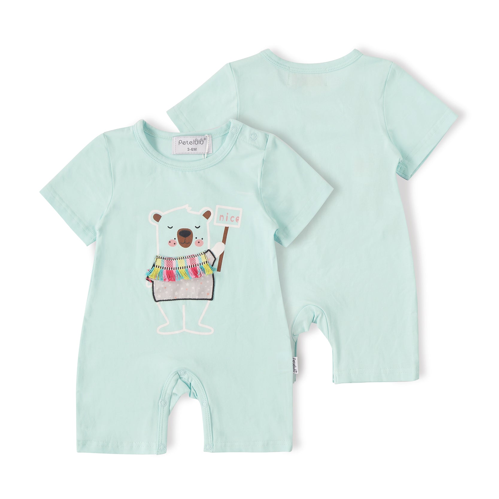 Baby Bear Bodysuit with Cute Embroidery Applique