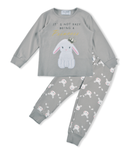 Toddler Girls' Stretchy Cotton Pajamas - Princess Bunny Applique