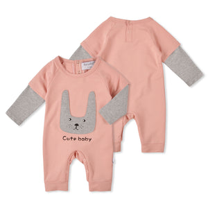 Stylish Baby's Cotton Romper With Bunny Applique