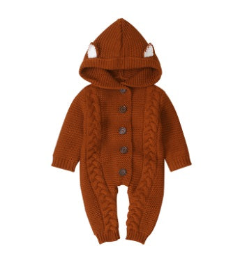 Baby fox warm cable knit romper