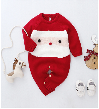 Santa Clause Festive Knit Romper For Babies 