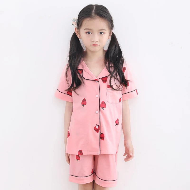 Toddler Girl's Short Cotton Knit Pajamas for Spring/Summer