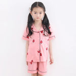 Load image into Gallery viewer, Toddler Girl&#39;s Short Cotton Knit Pajamas for Spring/Summer
