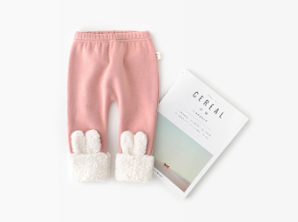 Toddler Girl's Warm Fleece Lined Legging With Bunny Cuffs