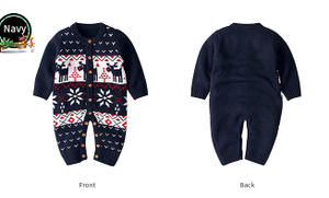Christmas Selburose Pattern Knit Romper For Babies