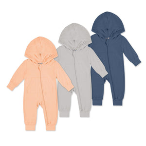 Baby's Hooded Bamboo Romper with Zipper